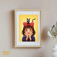 Girl and Cat Print