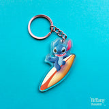 Surfing Alien Keychain